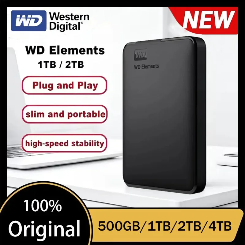 WD Western Digital External Hard Drive 2.5" USB 3.0 Elements Portable External HDD Hard Disk For Desktop PC Laptop