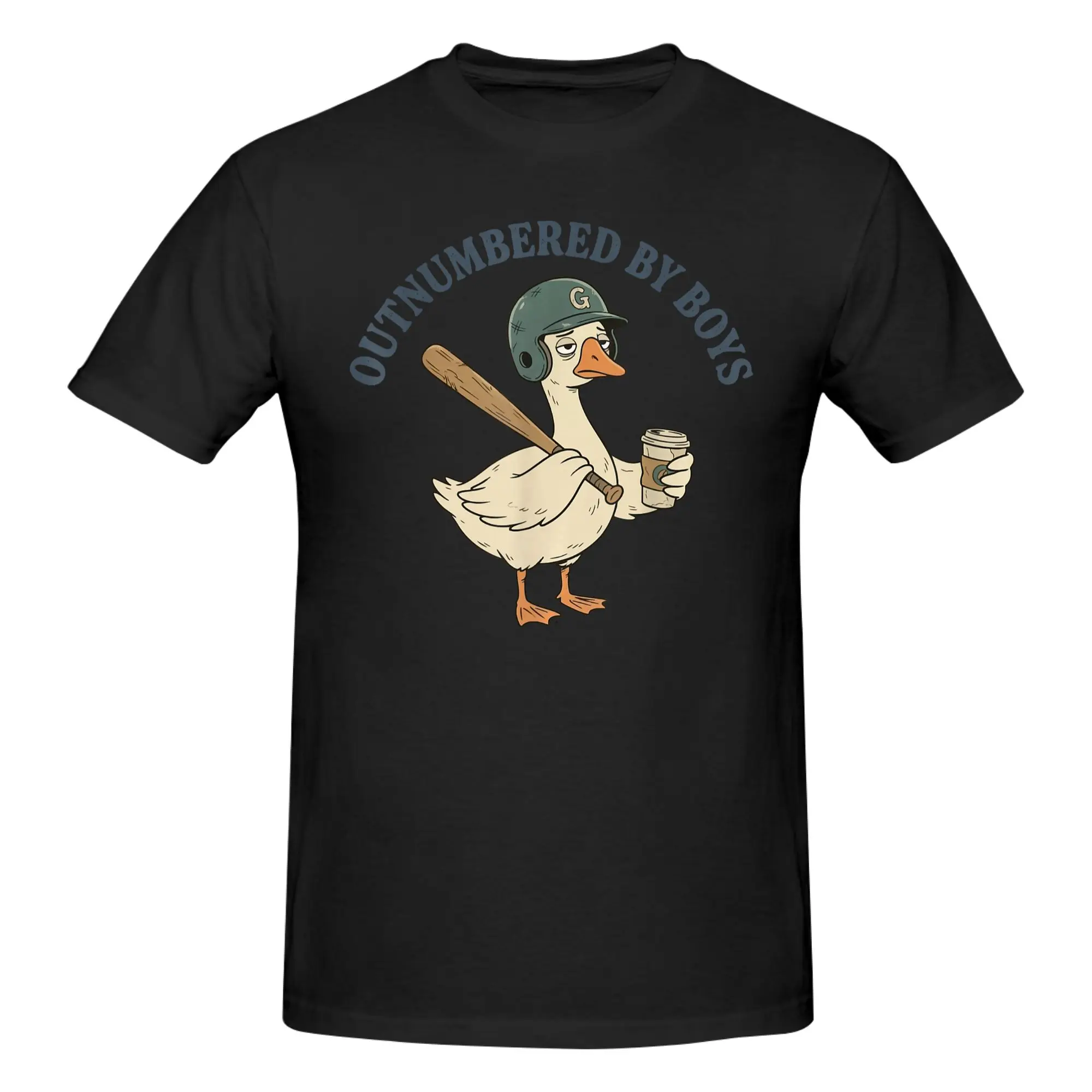 1 Piece Funny Mom Goose Mothers Day Outnumbered By Boys Baseball Funny Graphic 100% Cotton T-Shirt  Tops Tees For Men