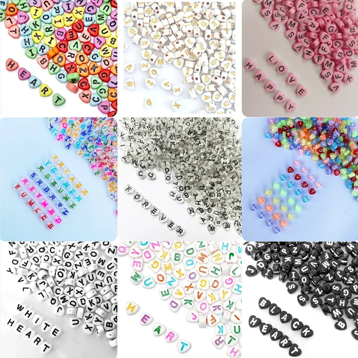 100-500pcs Colorful Heart Shape Letter Beads Acrylic Alphabet Spacer Beads For Jewelry Making Handmade DIY Bracelet Accessories