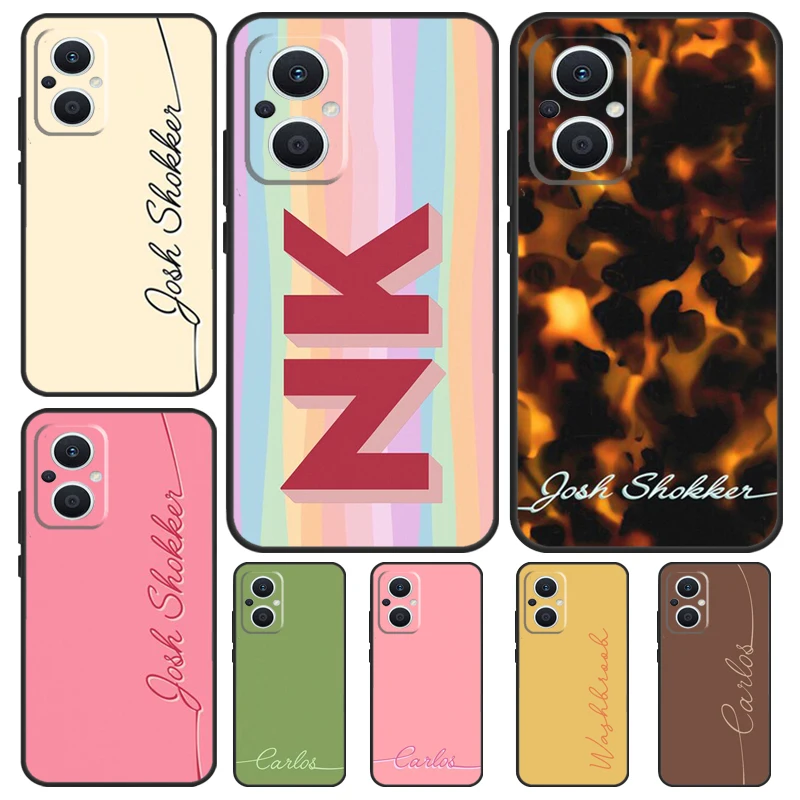 Personalized Monogram Name Case For OPPO Reno 8 7 6 5 4 Lite 2Z 4Z 5Z 8T 10 OPPO Find X5 X6 Pro X2 Lite X3 Neo Cover