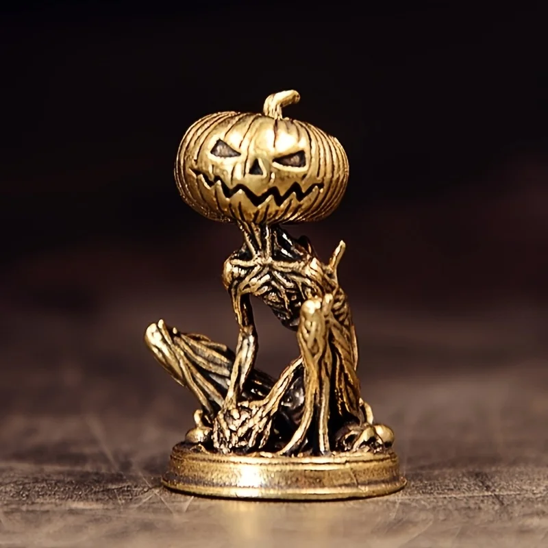 Small Figurine Ornament, Halloween Pumpkin Statue, Brass Polar Bear Figurine, Home Decor, Office Desktop Holiday Decoration.