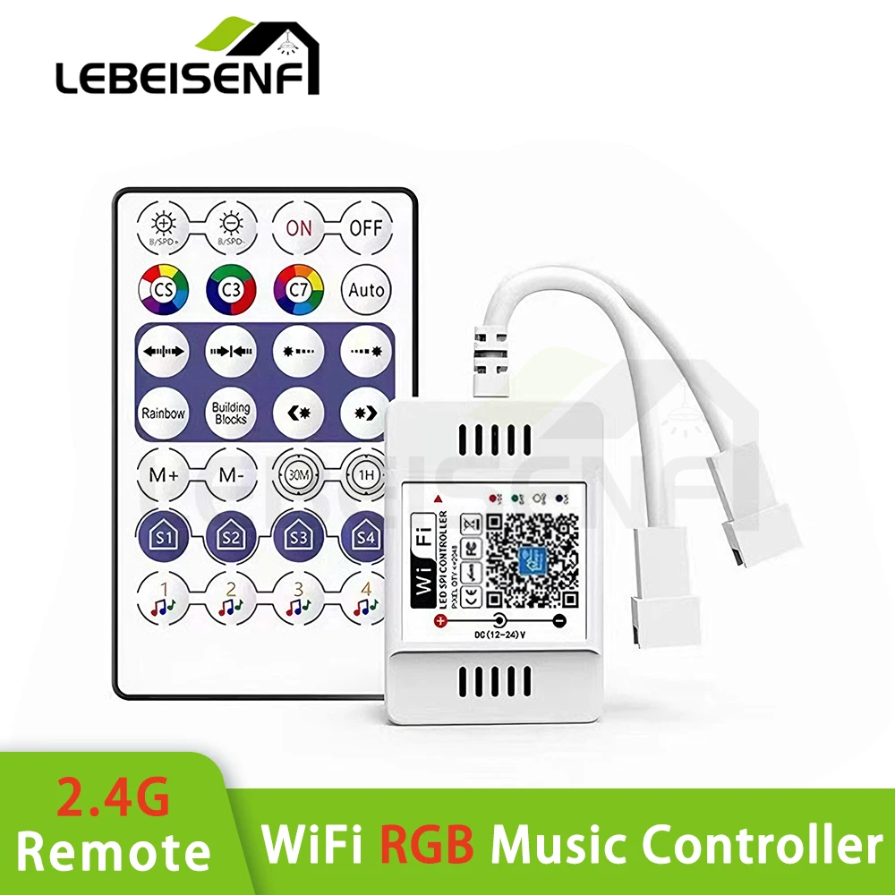 2.4G Wireless WIFI RGB LED Strip Dual-Head Controller Music Flow Effect Smartphones APP Remote Control for Home Decor