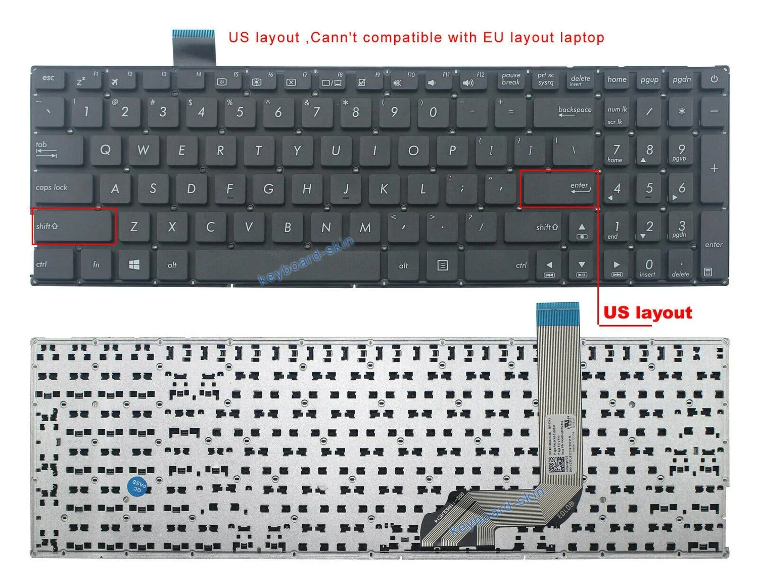 

New US Keyboard No-frame For Asus X542U X542 X542UN series laptop