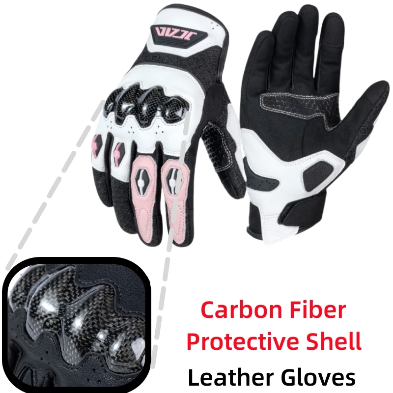

Высококачественные кожаные мотоциклетные перчатки для мужчин и женщин, защитные перчатки из углеродного волокна с полным пальцем, перчатки для мотокросса на мотоцикле