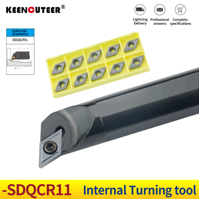 1pc S16Q-SDQCR11 S20R-SDQCR11 S25S-SDQCR11 Internal Turning Tool Holder DCMT Carbide Inserts Lathe Bar CNC Cutting Tools Set