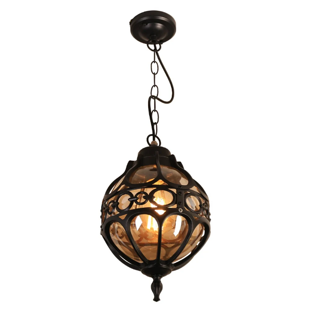 Vintage Glas Kronleuchter Ball Im Freien Anhänger Lampe Balkon Trauben Wasserdichte Aluminium E27 Birne Garten Hängen Lampe Loft