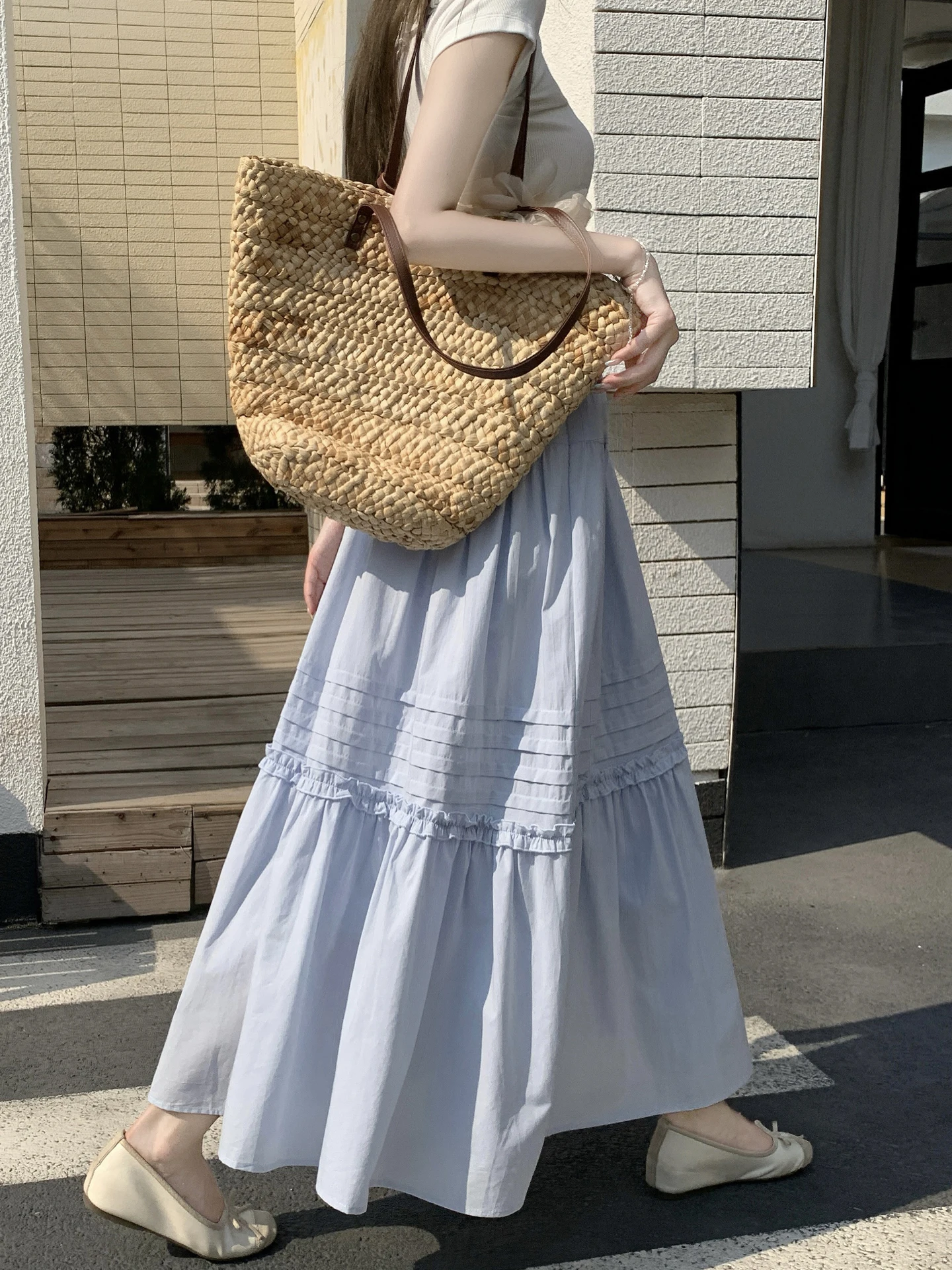 

High Waist Pleated Skirt Women's Summer 2026 New Style Slimming Hip Covering A-Line Umbrella Skirt Long Skirt