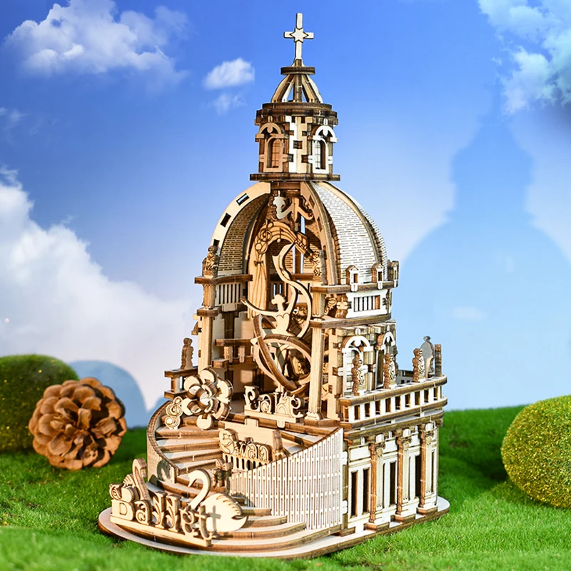 

Tong Muqu DIY деревянная музыкальная шкатулка в европейском стиле, 3D-пазлы, трансграничная эксклюзивная игрушка ручной работы, сборка «Лебединое озеро»