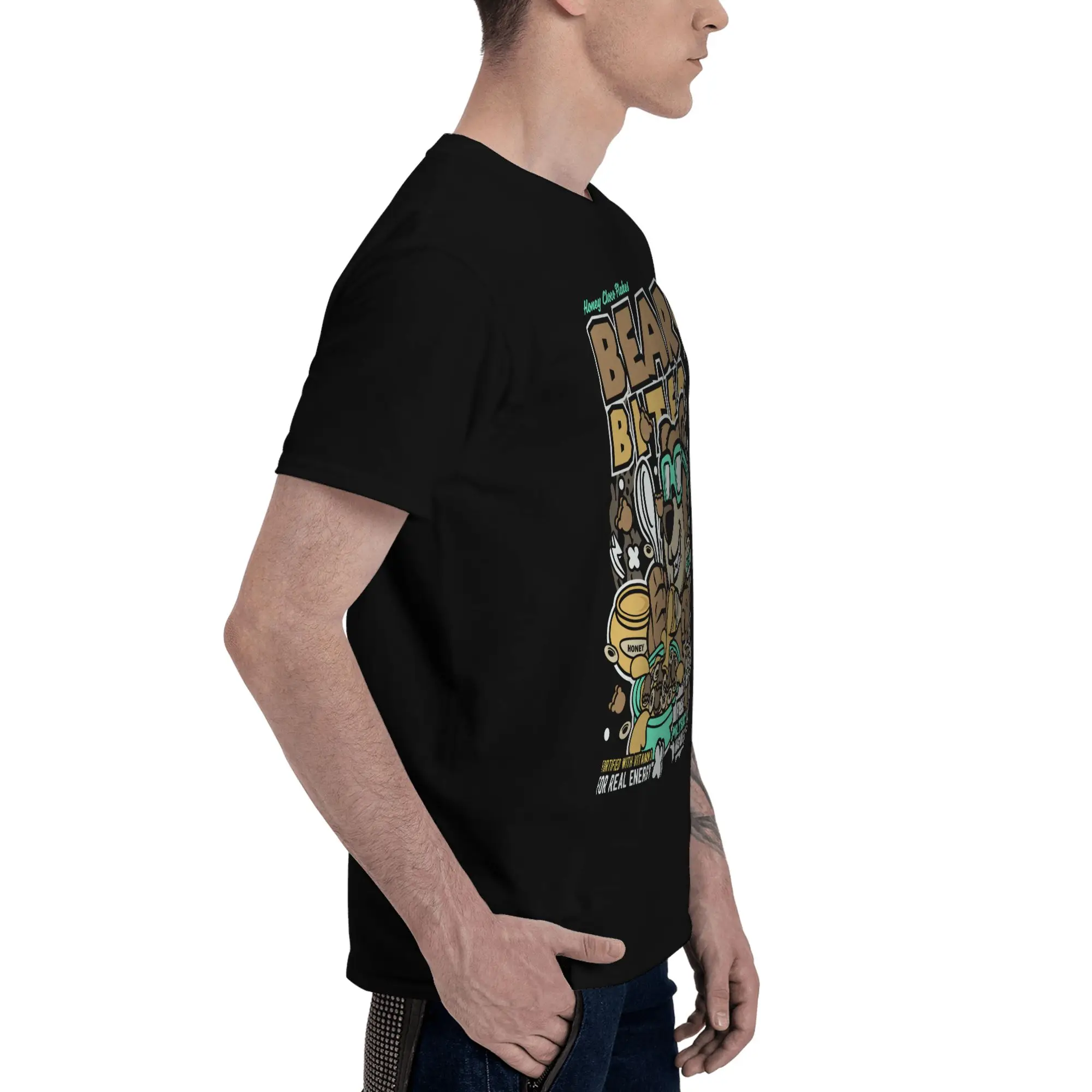 Bear With Glasses And Beats Print Print  Men's T-Shirt Clothes  Tees Short  Summer Casual Trendy