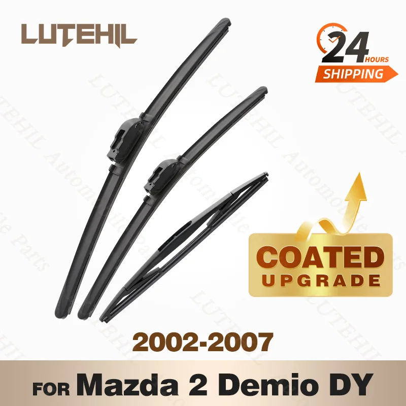 

LUTEHIL's Silicone Front & Rear Wiper Set For Mazda2 Mazda 2 Demio DY 2002 - 2007 2003 coated windshield wiper blade 24"+16"+14"