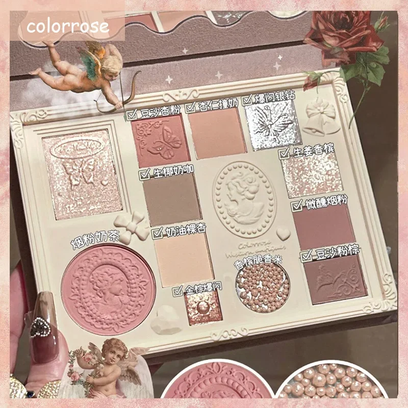 

Colourrose Embossed Eyeshadow Palette Highlight Blush Makeup Palette Matte Pearl Waterproof Korean Makeup Rare Beauty Cosmetics