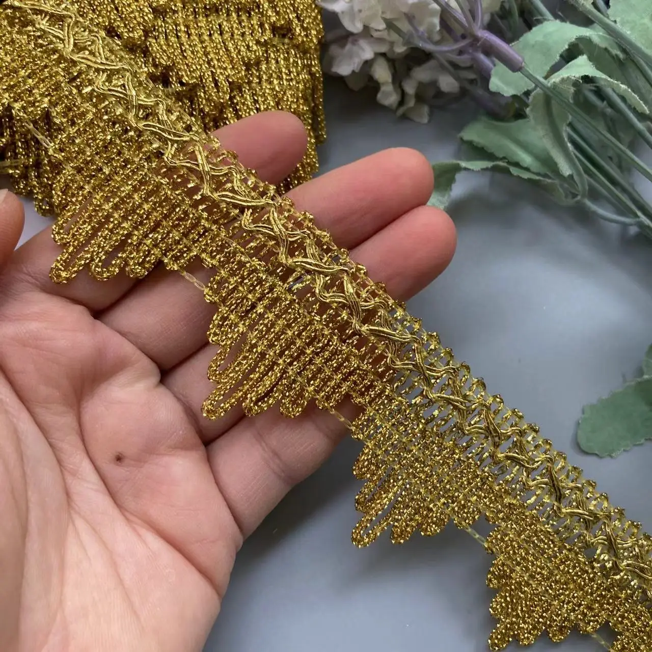 1 metri 4cm nastri di seta oro chiaro tessitura dorata Handmake fai da te Craft pizzo trim abiti tenda accessorio per cucire fiore