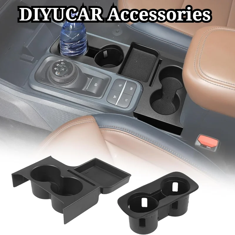 For Ford Maverick 2022-2026 ABS Black Center Console Water Cup Holder Storage Box Trim Interior Car Accessories