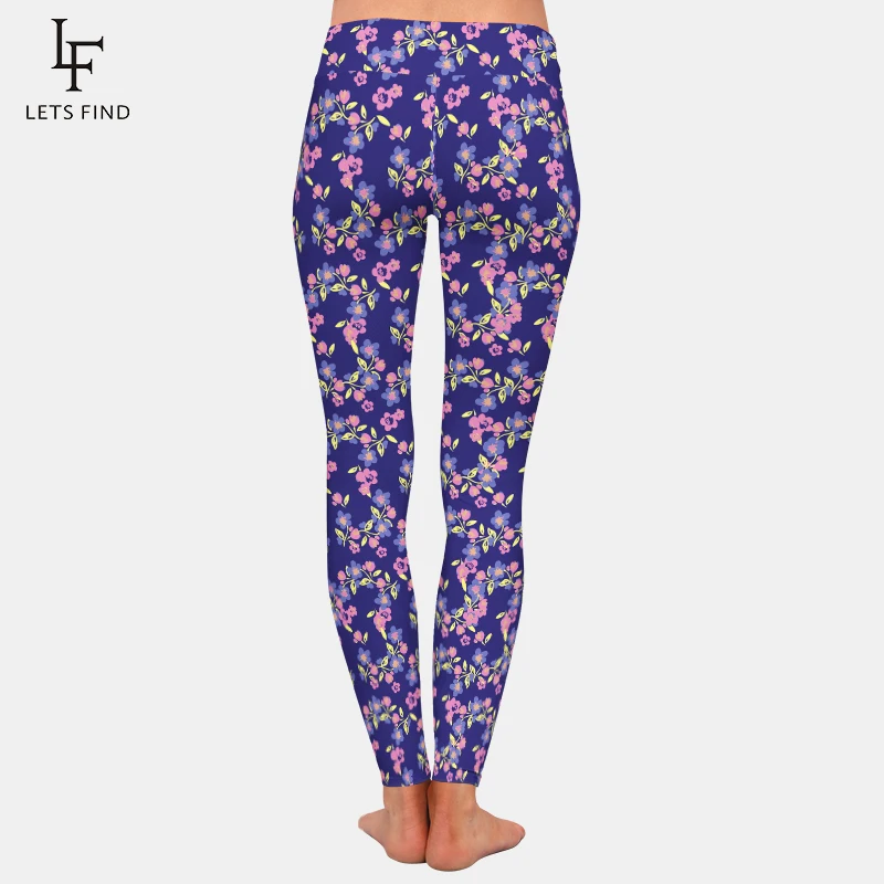 LETSFIND celana seksi wanita baru musim panas pinggang tinggi 3D Floral Bouquet motif Fitness elastis ramping legging penuh wanita