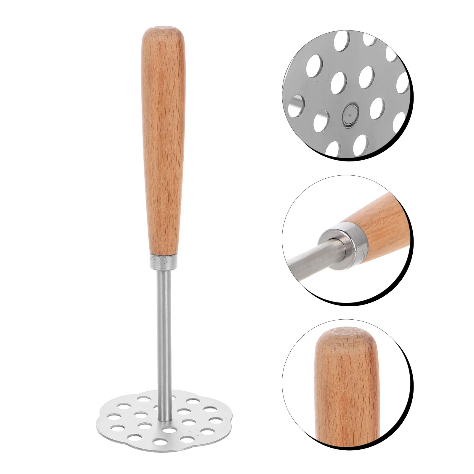 

Stainless Steel Potato Masher Wood Handle Manual Nonstick Vegetable Smasher Crusher Ricer Baby Food Masher Fruit Garlic Crusher