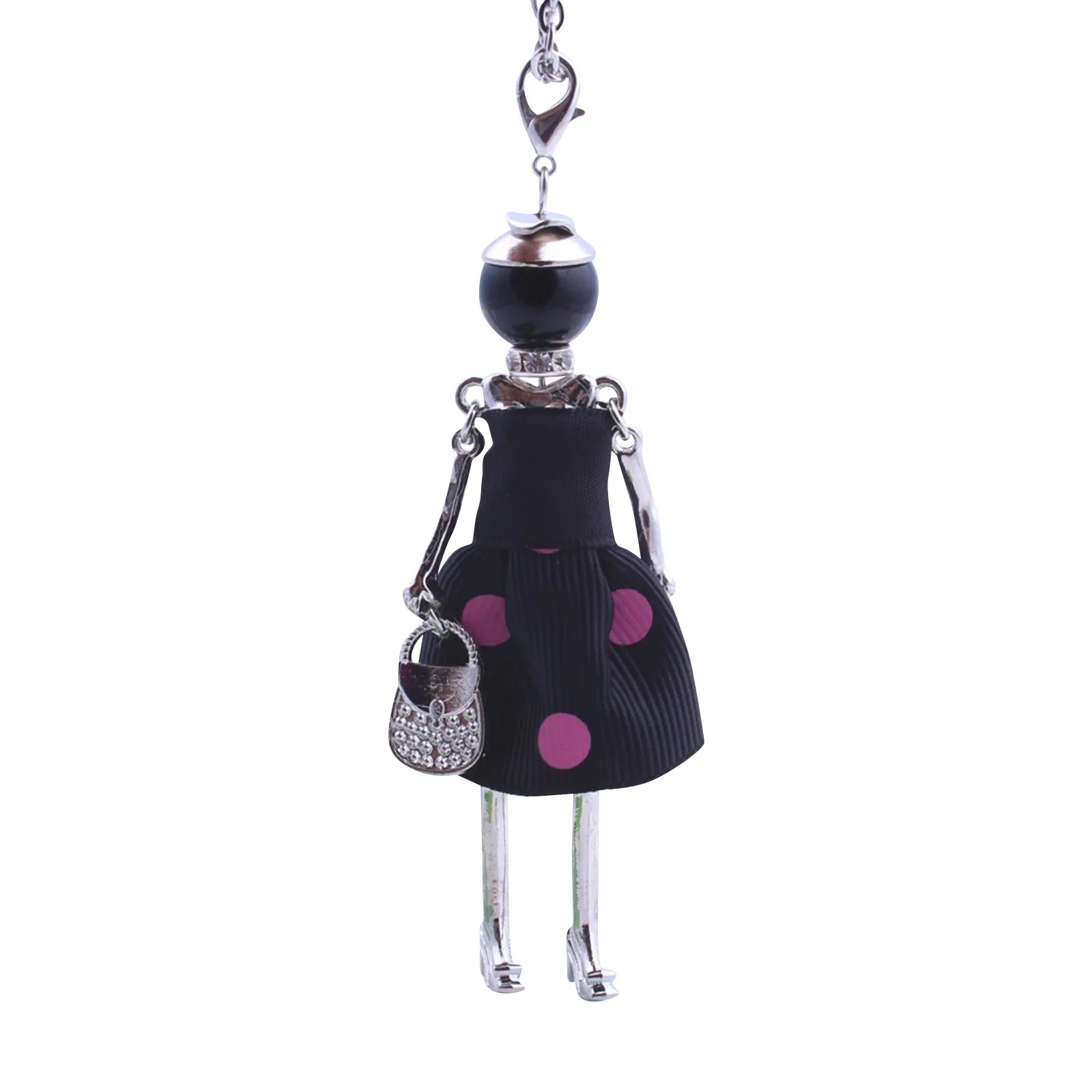 Hot Sale Cute Doll HandBag Keychain Women 6 Colors Flower Dress Dolls Key chain Fashion Jewelry Girl Car Accessories Pendants