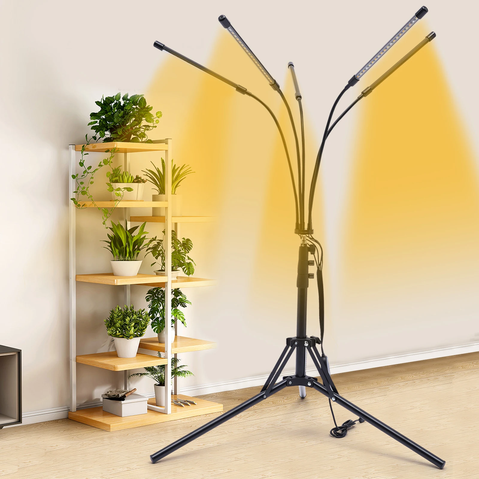 

100-240V Tripod With Five-head LED Lamp Set Adapter Clip & Remote Control Effective Supplemental Lighting Fully Featured