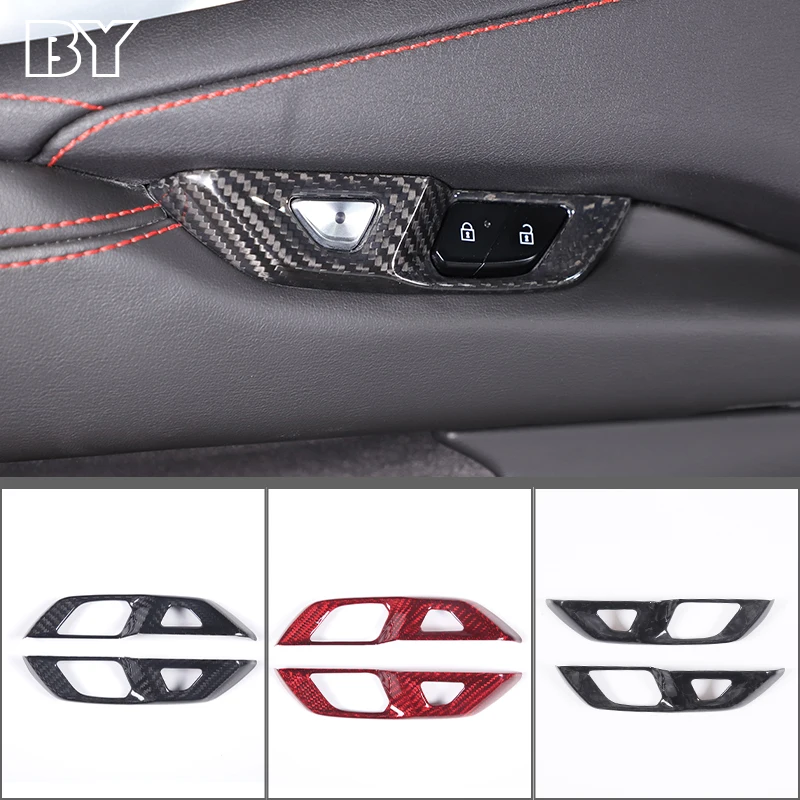 

Real Carbon Fiber Car Interior Inner Door Lock Switch Frame Trim for Chevrolet Corvette C8 Stingray Z51 Z06 2020-2023 Accessory