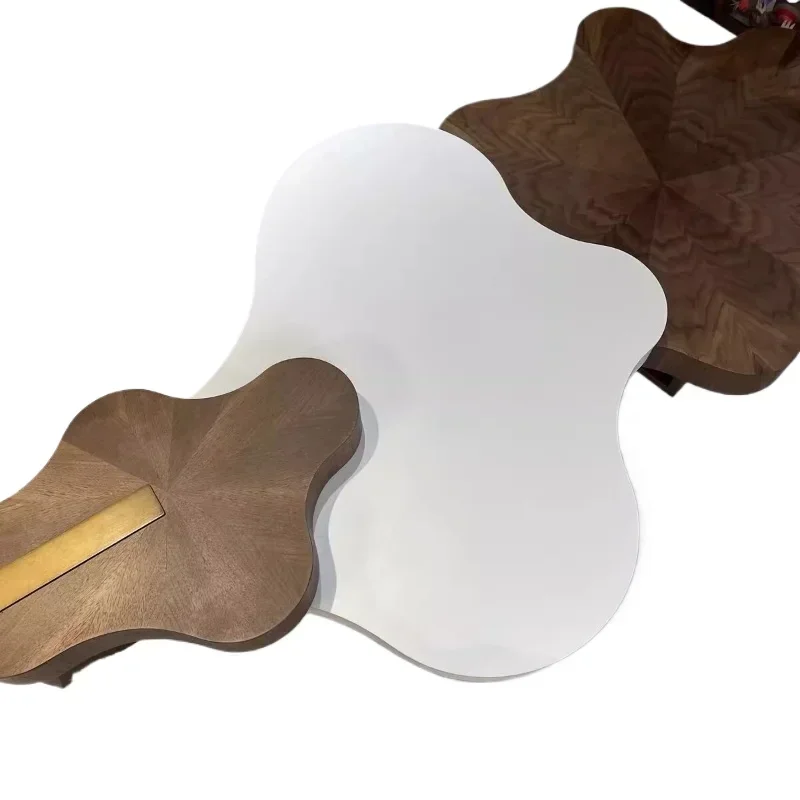 Cream wind cloud solid wood coffee table Italian living room creative Internet celebrity simple modern irregular shaped