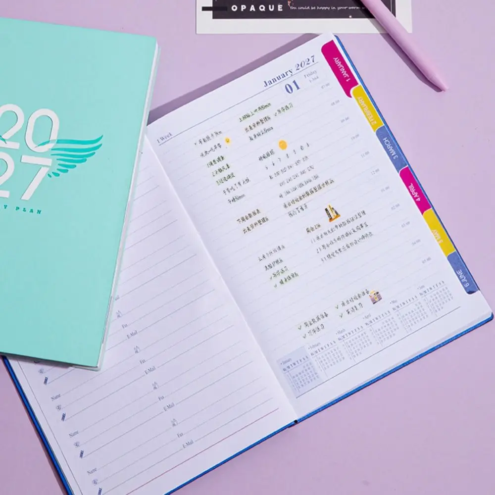 Portable A5 2027 Schedule Book Planner Reminder To Do List Daily Planner Book Textured PU Planner Notebook Students