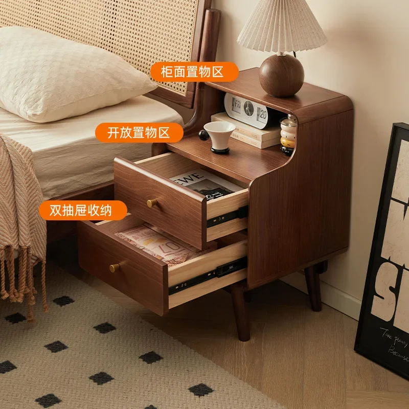 Solid wood bedroom bedside table Small bedside table Modern household small cabinet Locker storage Bedside rack