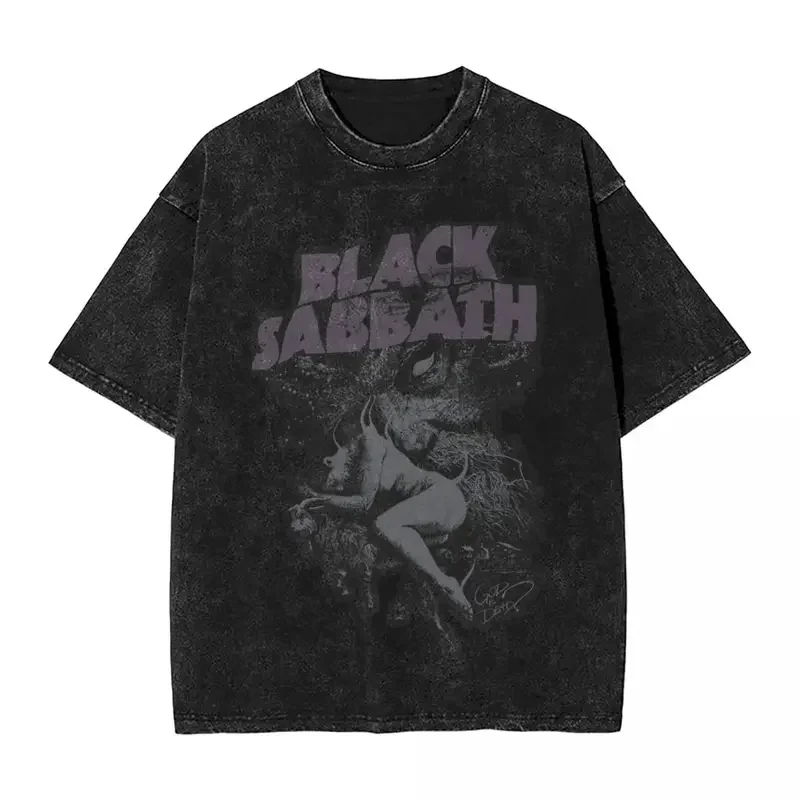 Black Sabbathes Metal Music Washed T Shirts Hip Hop Band Men Women T-shirt Oversize Streetwear Cotton Graphic Tops Tops Tees