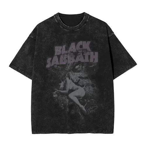 Imagen 1 del producto Camisetas laadas con música de Metal de Black Sabbathes, camiseta de banda de Hip Hop para hombres y mujeres, ropa de calle de gran tamaño, camisetas gráficas de algodón