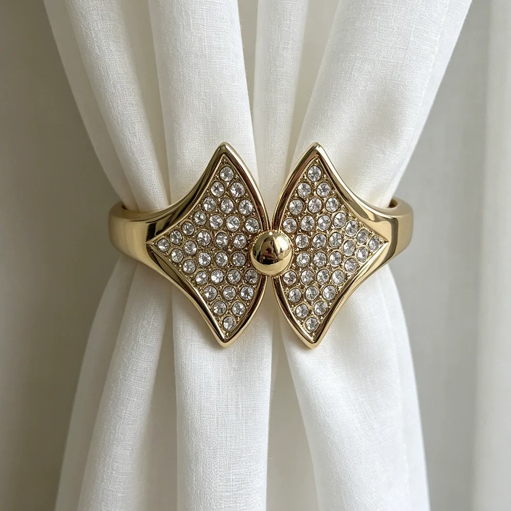 2PCS Gold Chain Curtain Holders - Elegant Metal Window Decor, Easy Install for Home/Offic
