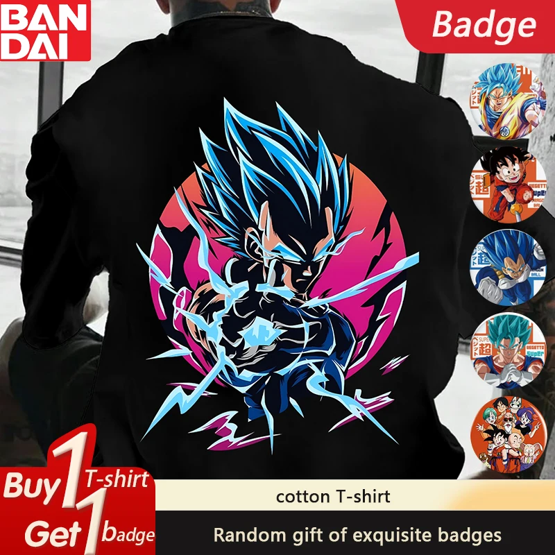 

Dragon Ball Anime GOKU Majin Buu Vegeta Printed T-Shirt Summer Loose Men's and Women's Crew Neck Cotton Short Sleeves