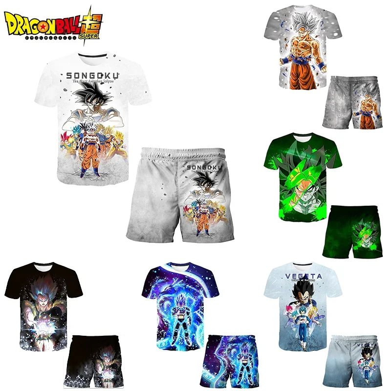 

Dragon Ball Boys Pajamas Set Anime Swimsuit Cartoon 3D Print Home Nightwear Children's Kawaii Cosplay Beach Suit Kids Gift