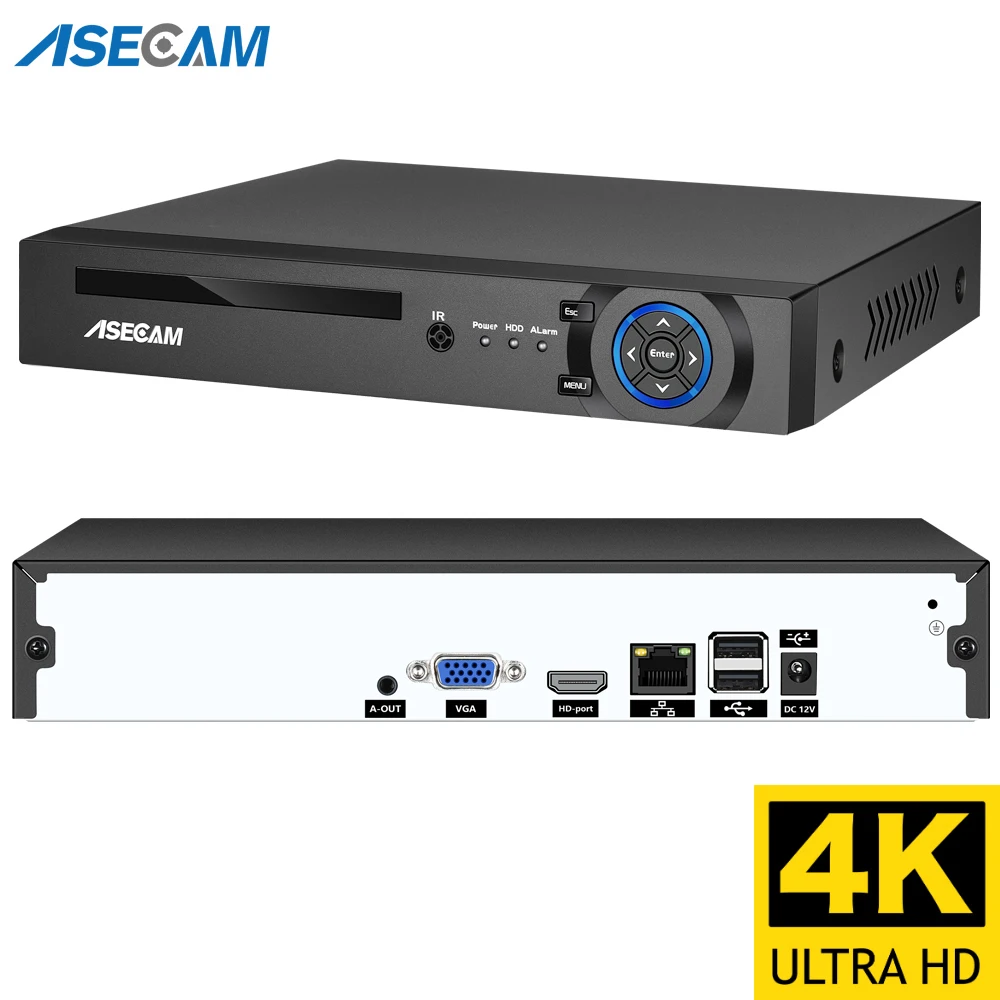ASECAM 16CH 32CH 4K NVR Rejestrator wideo AI Wykrywanie ruchu twarzy Onvif H.265 8MP Kamera IP System CCTV Sieć P2P Xmeye