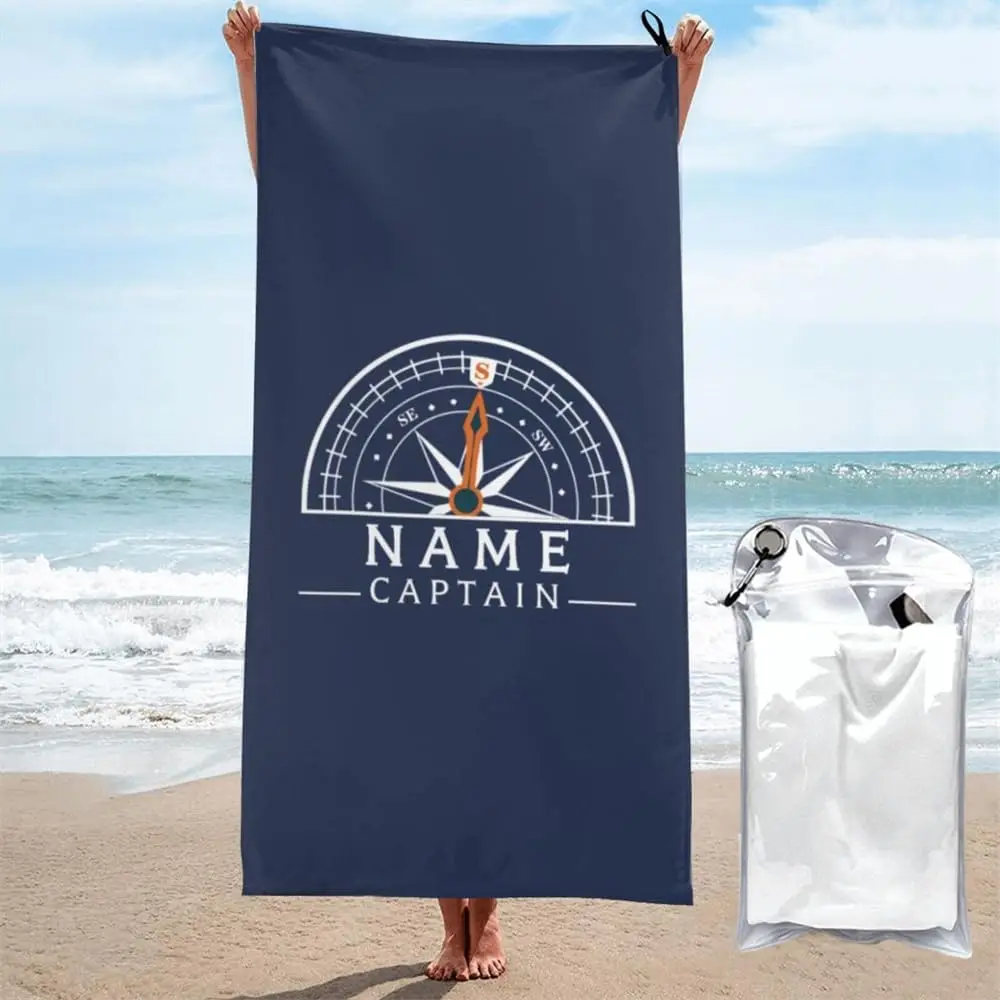 Stylish Nautical Compass Beach Towel for Man Women Marine Gift Home Decor Captain Ocean Life Polyester Resort Summer Tropical Ba