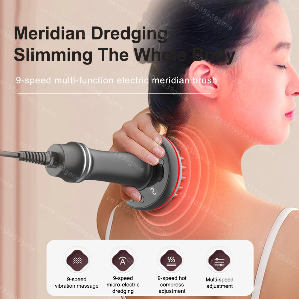 Electric Meridian Brush Red Light Body Shaping Massage Microcurrent Guasha Scraping Massage Brush Back Slimming Fat Burner