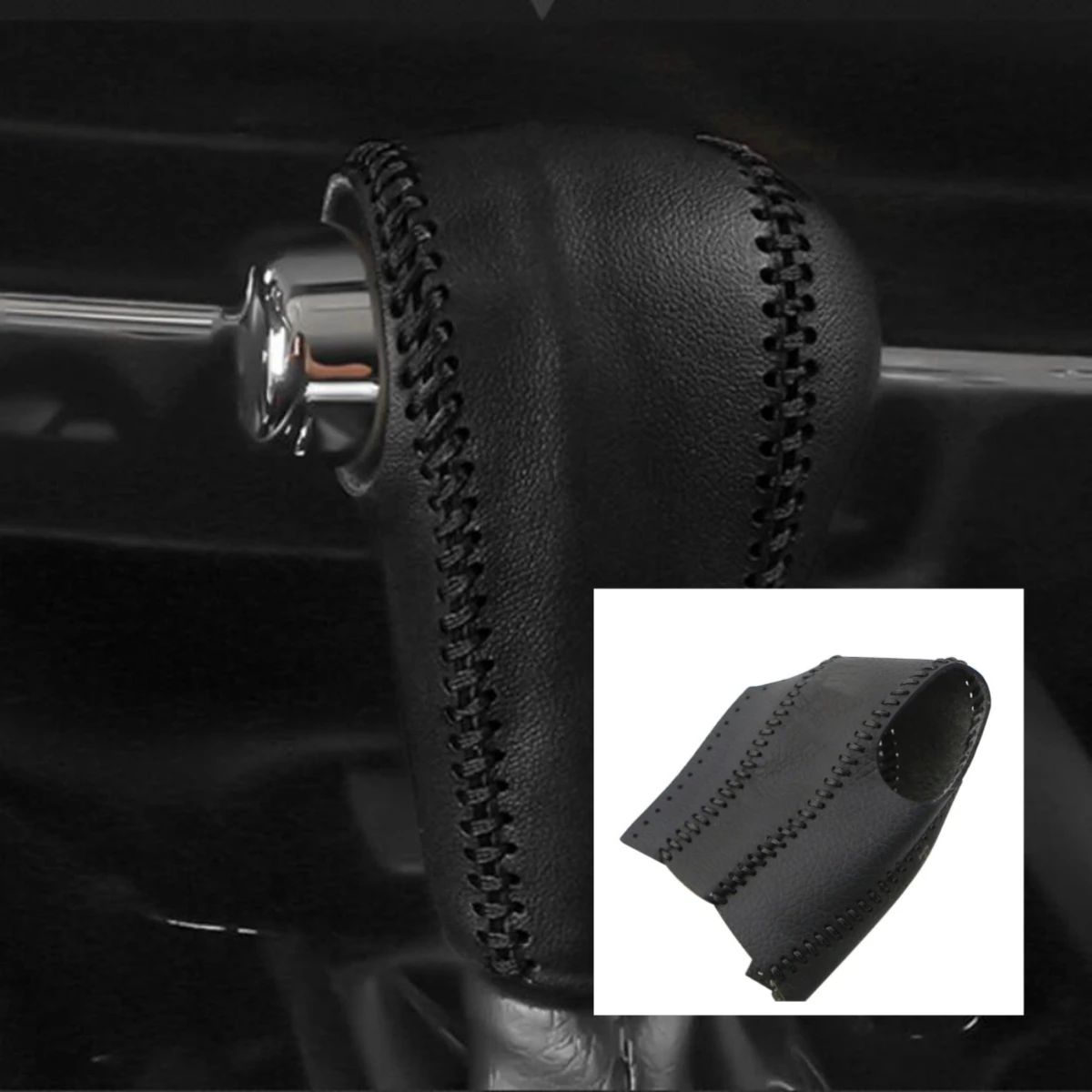 Genuine Leather Car Handball Gear Shift Knob Cover for Honda HRV HR-V Vezel 2014 2015 2016 2017 2018 2019 2020 AT Accessories