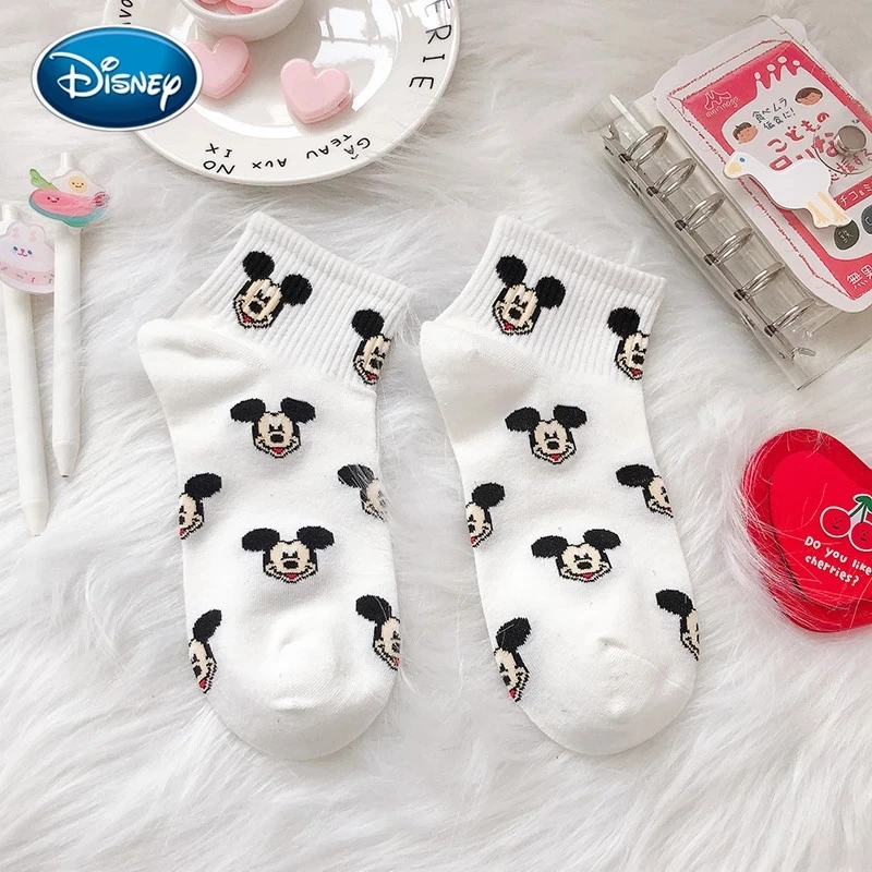 Mickey Minnie Ferkel bedruckte Baumwoll socken Disney Girl Socken Sommer atmungsaktive Socken Harajuku weiß bedruckte Mode Frauen Socken