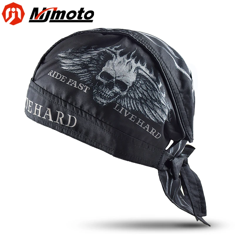 Summer Retro Motorcycle Cycling Skull Headband Men Women Bandana Motocross Headband Soft Breathable Motorbike Skull Pirate Hat