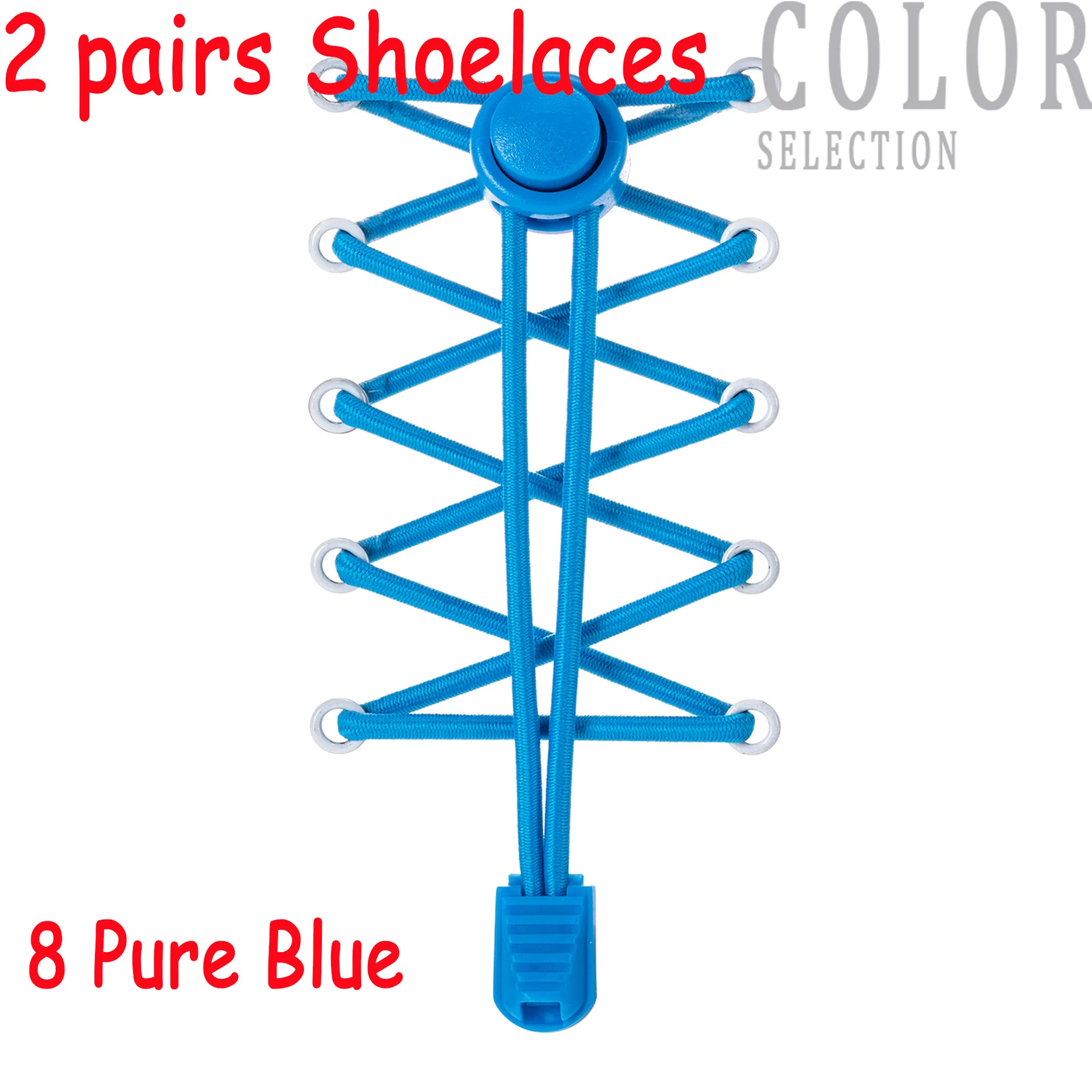 2Pairs No Tie Round Elastic Shoelaces Quick Lock Spring Lock Shoe Laces for Adults Kids Sneakers Running Walking Sports Lazy Lac