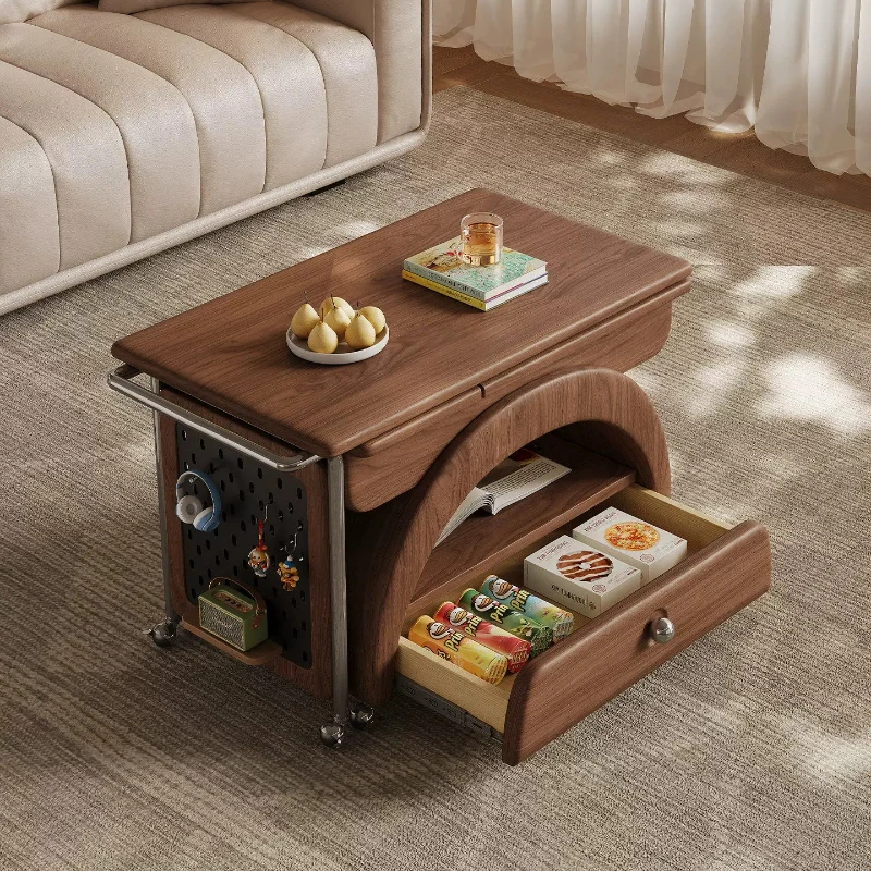 Wooden Lift Top Coffee Table Wheels Adjustable Laptop Working Tea Table Bedroom Balcony Living Room Mesa Centro Home Decor