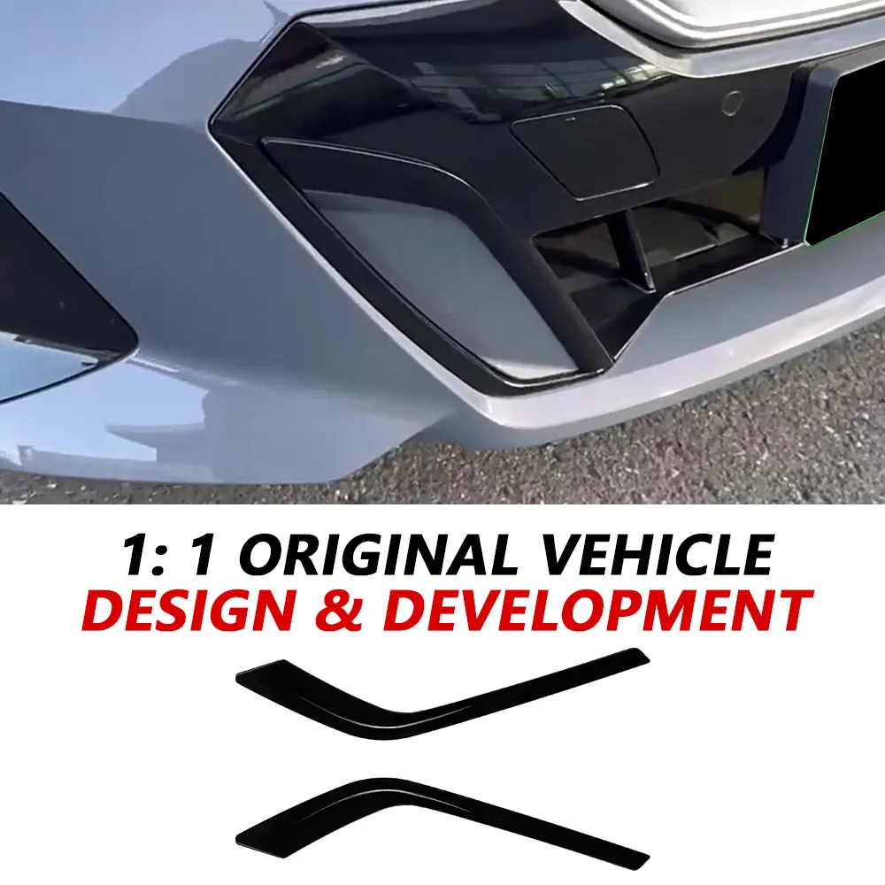 المصد الأمامي شفرة الرياح لسيارات BMW 5 Series i5 G60 G61 M Sport 2024 + مصد رياضي أسود لامع غطاء الكسوة الجانبي تحديث السيارة #3