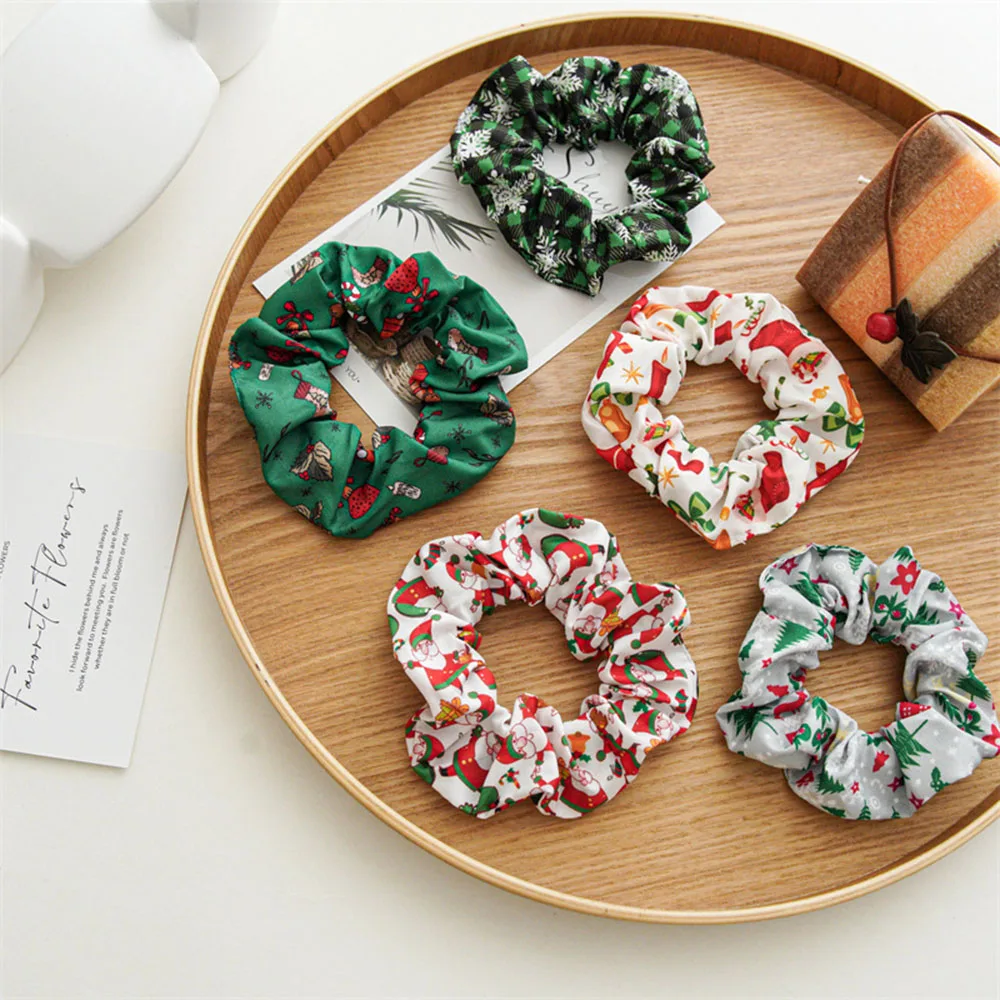 

Christmas Style Hair Scrunchies For Women High Elastic Rubber Band Loose Hair Ring Fashion Sweet Ponytail Holder Hair Ties