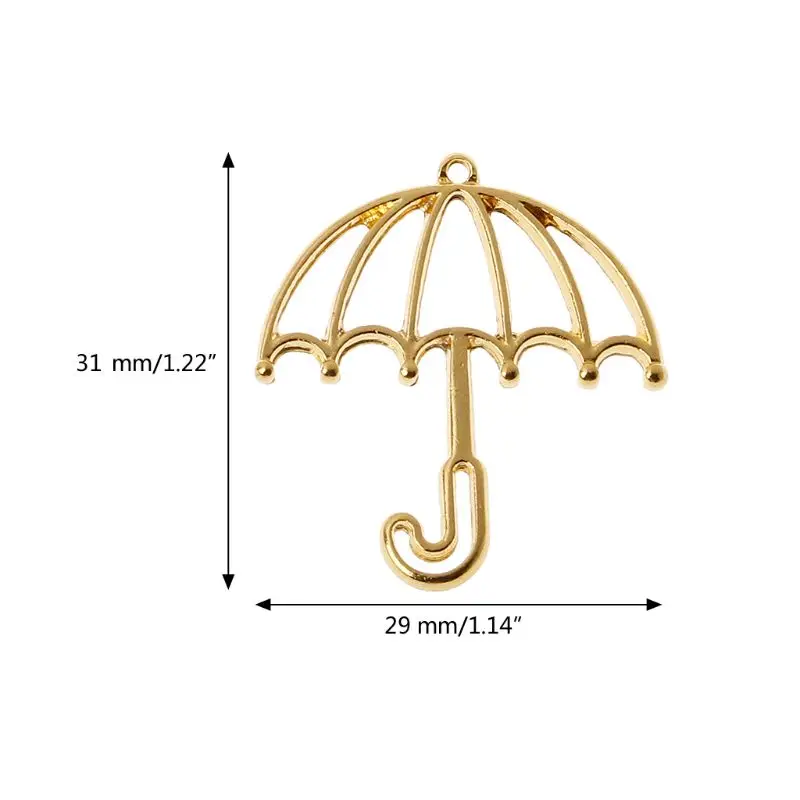 5x/Set Gold Umbrella Resin Frame Open Bezel Setting Blank Pendant Frame for