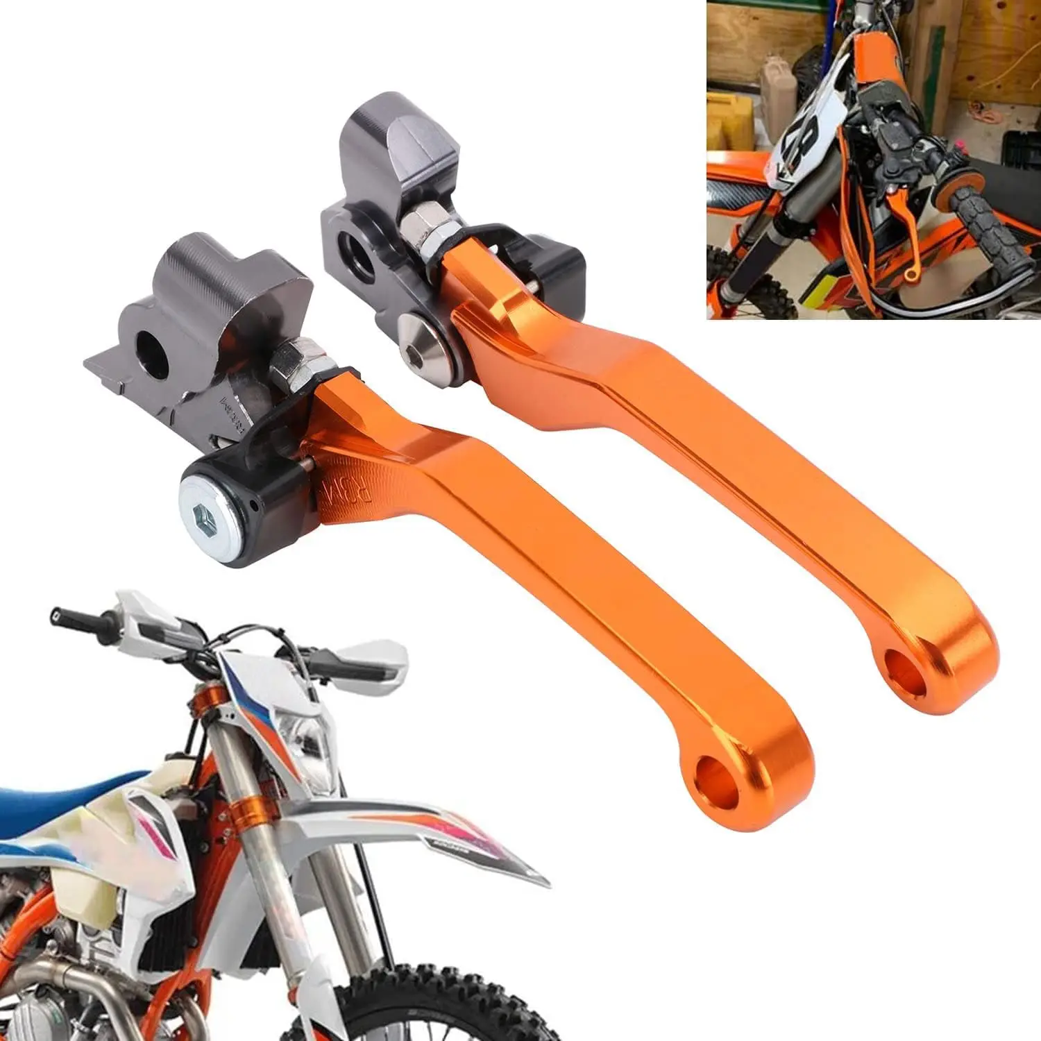 

Foldable CNC Motorcycle Brake Clutch Levers Set for 125-500cc Dirt Bike, Orange