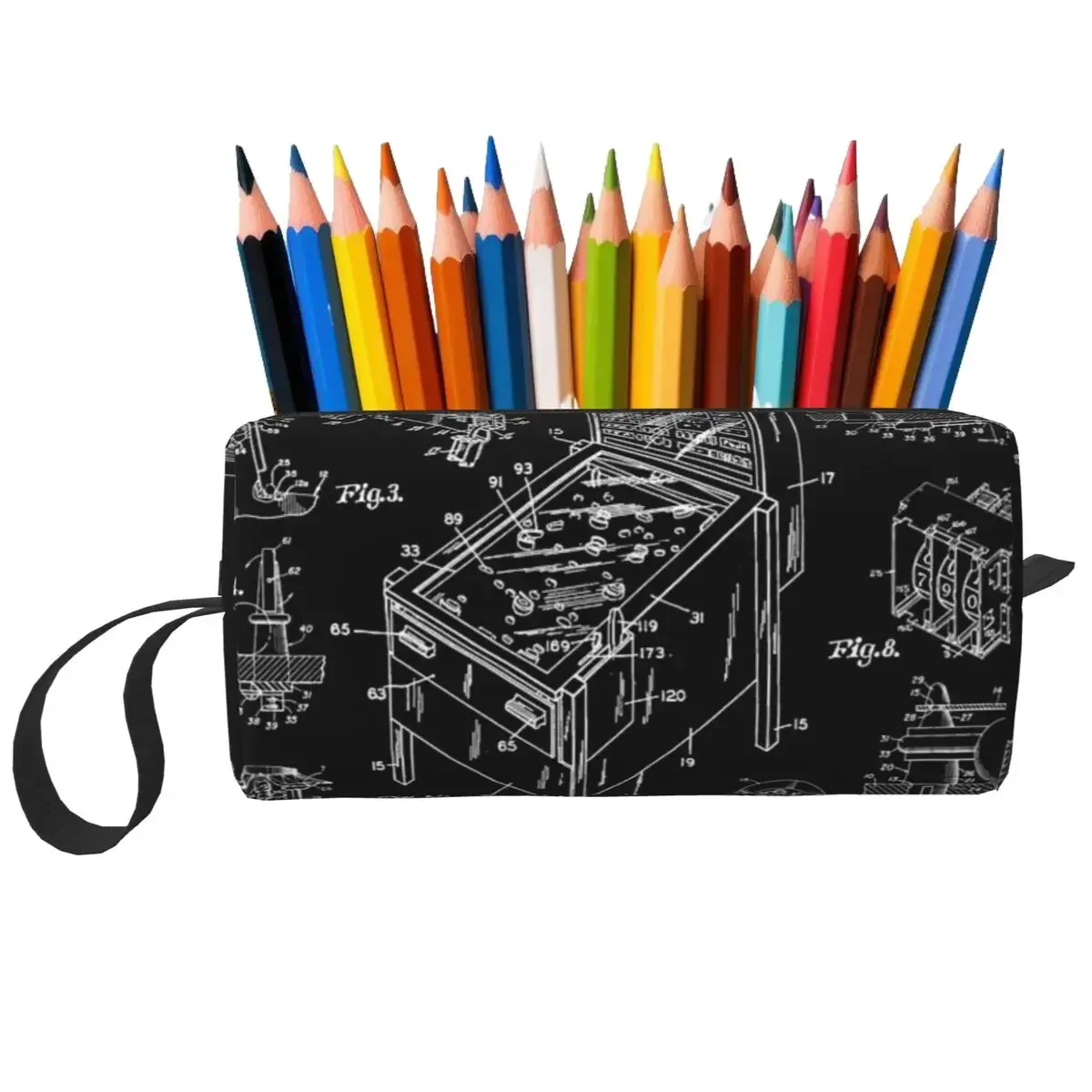 Pinball Arcade Gaming Machine Vintage Gamer Makeup Bag Toiletry Cosmetic Bag for Women Beauty Travel Pencil Case