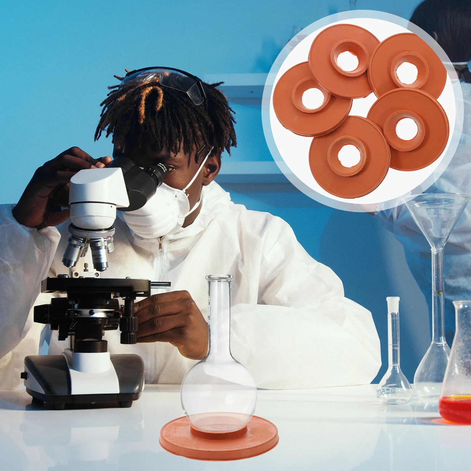 

5pcs Filter Adapter For Funnel Rubber Smooth Stopper Chemistry Filtration Setup Flask Mat Buchner School Experiment