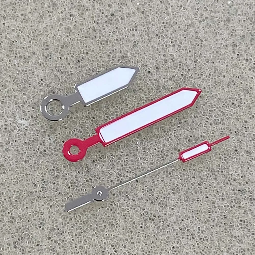 Replacement Watch Hands with Green Luminous 3Pins Silver Red Watch Pointers for NH35 NH36 4R Movement Accessories