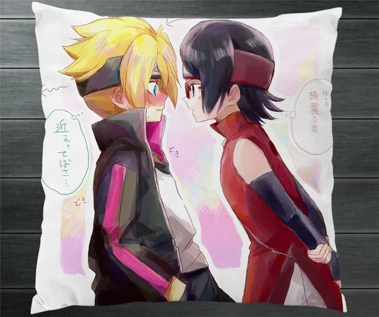 Anime Uzumaki Boruto Uchiha Sarada Two Side Pillowcases 45x45cm Pillow Cushion Case Cover Cosplay Car/bed/sofa Decor P8