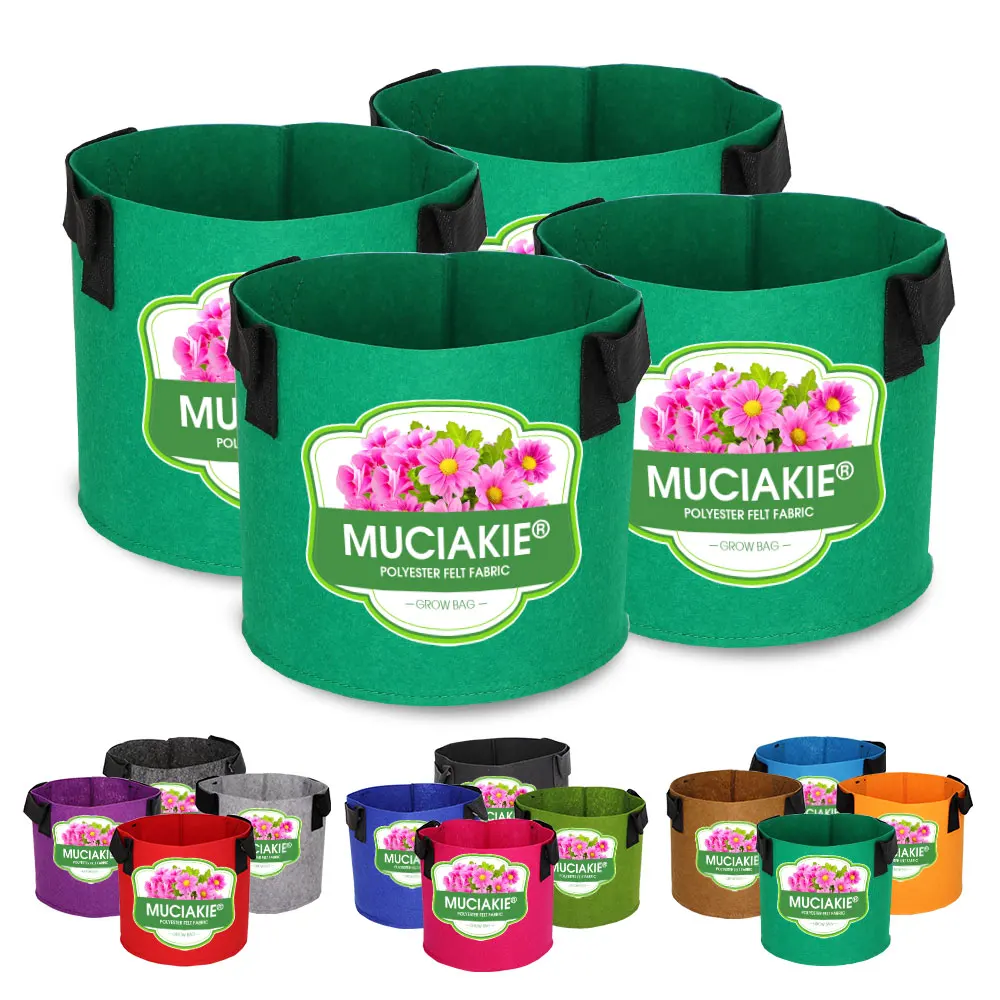 1MM Thickness Gallon Plant Grow Bags with Handles Fabric Growing Pots Economic Planter Container for Vegetables Tomato Chili