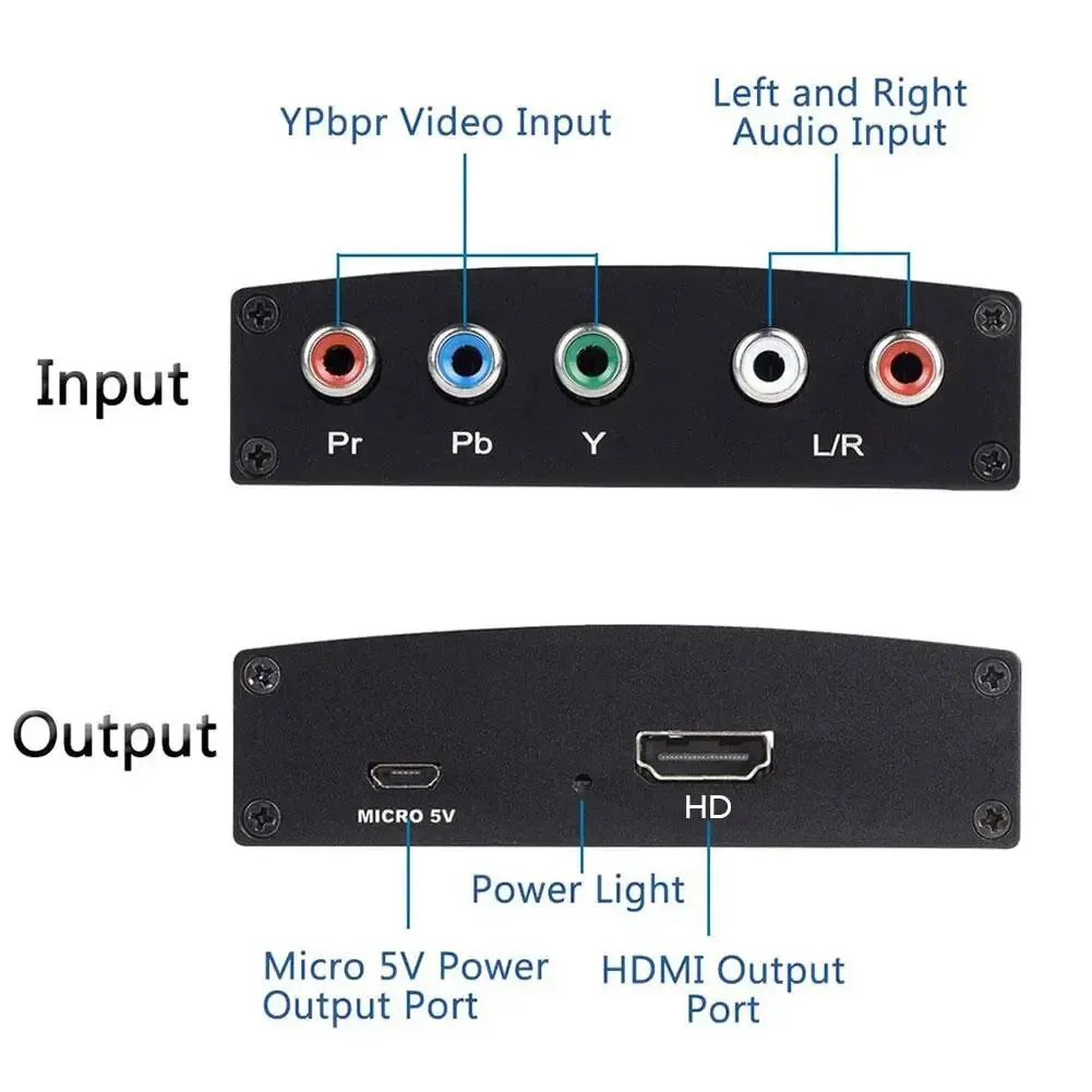 Convertidor compatible con Ypbpr R/L a HD MI, adaptador de Audio y vídeo de 1080p, divisor para Dvd, Hdtv, Monitor y proyector convertidor ypbpr a hdmi convertidor smart tv para televisión