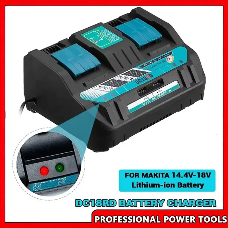 

Newest Double Li-ion Battery Charger 4A Charging Current for Makita 14.4V 18V BL1830 Bl1430 DC18RC DC18RA fast charging
