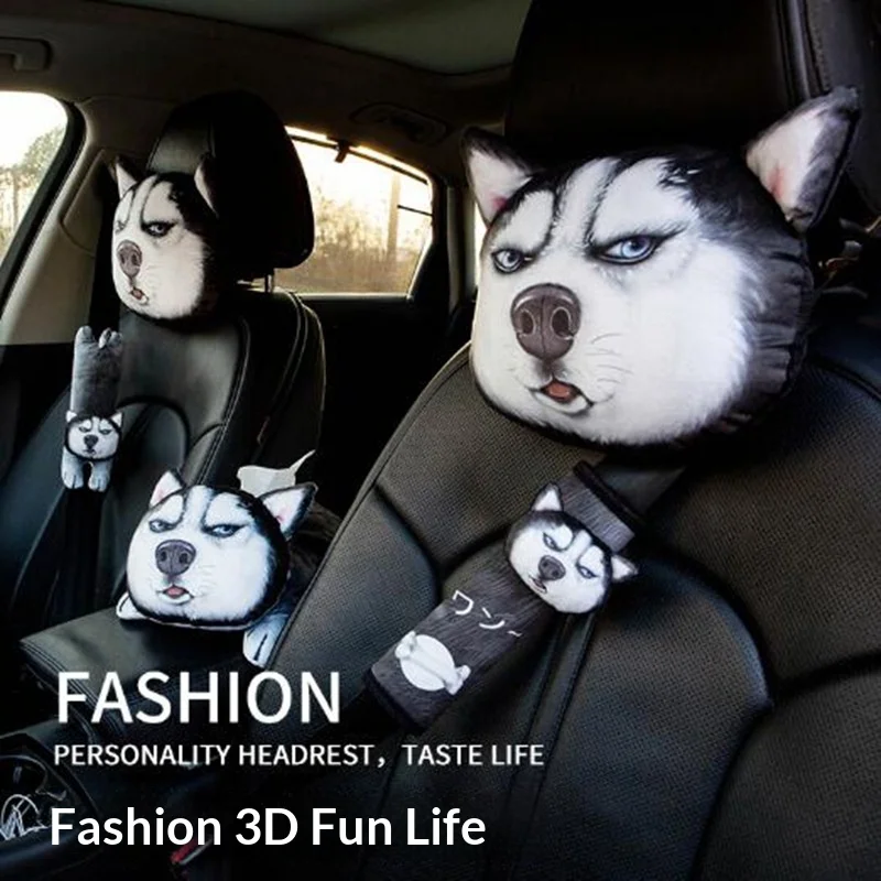 Black Timberwolf Breathable Car headrest Cover , car interior parts, stain-resistant, retractable, perfect holiday gift